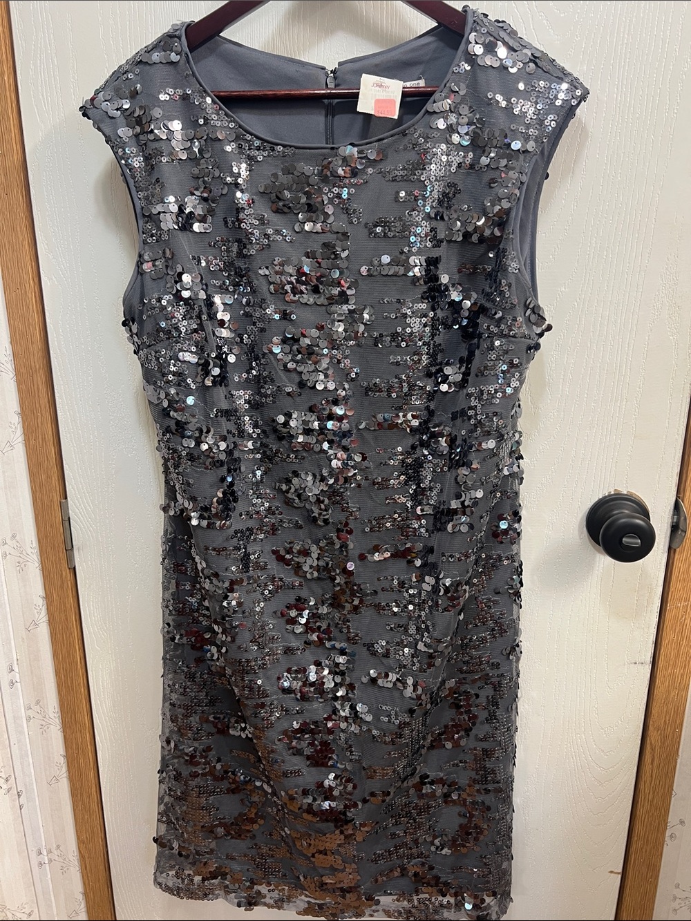 jcpenney Gray Sequin Sleeveless Mini Dress